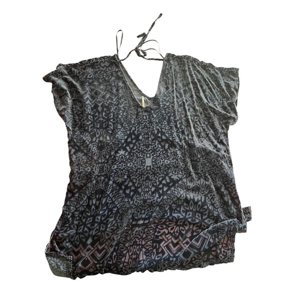 Free People Room of Shadows Velvet Burnout Shift Dress Womens XSBlue Ash - Picture 5 of 7